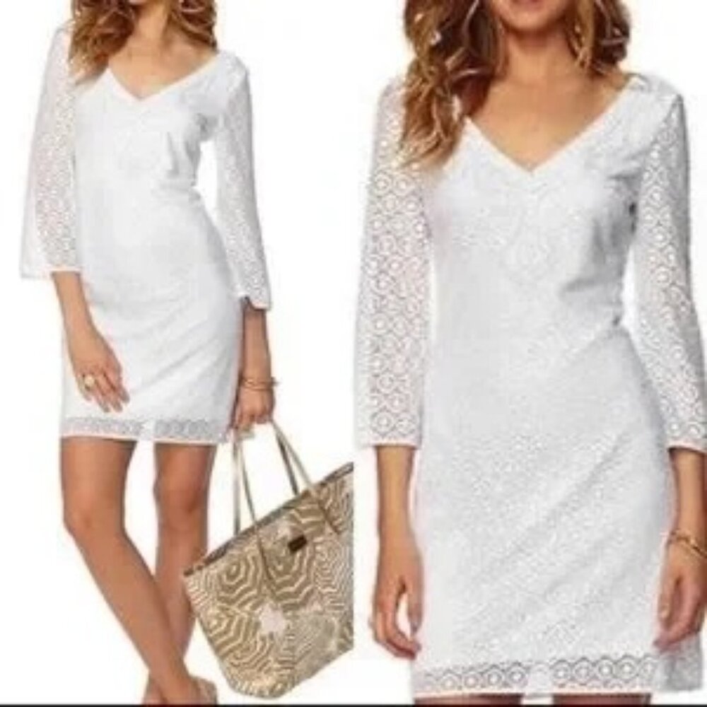 Lily Pulitzer Alden tunic resort white lace dress, EUC, size M